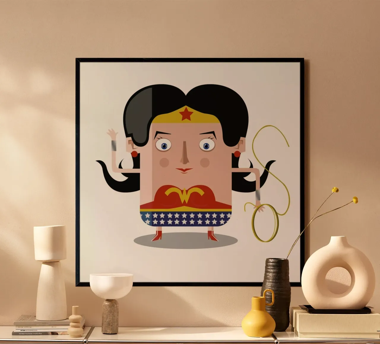 Wonderwoman poster avec cadre en aluminium de Ballooon
