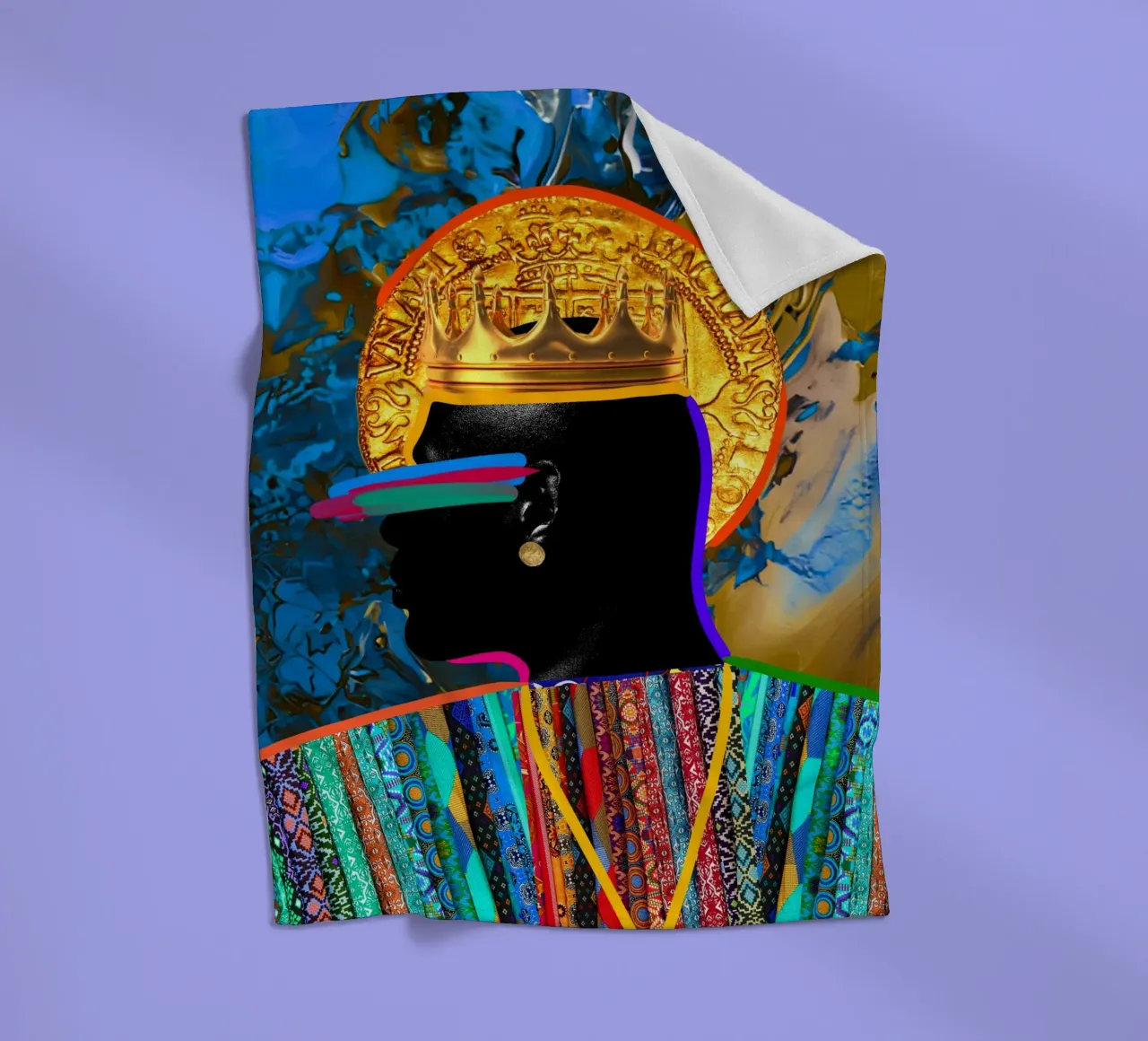 Afro Constellation fleece blanket by Mathudace Créas
