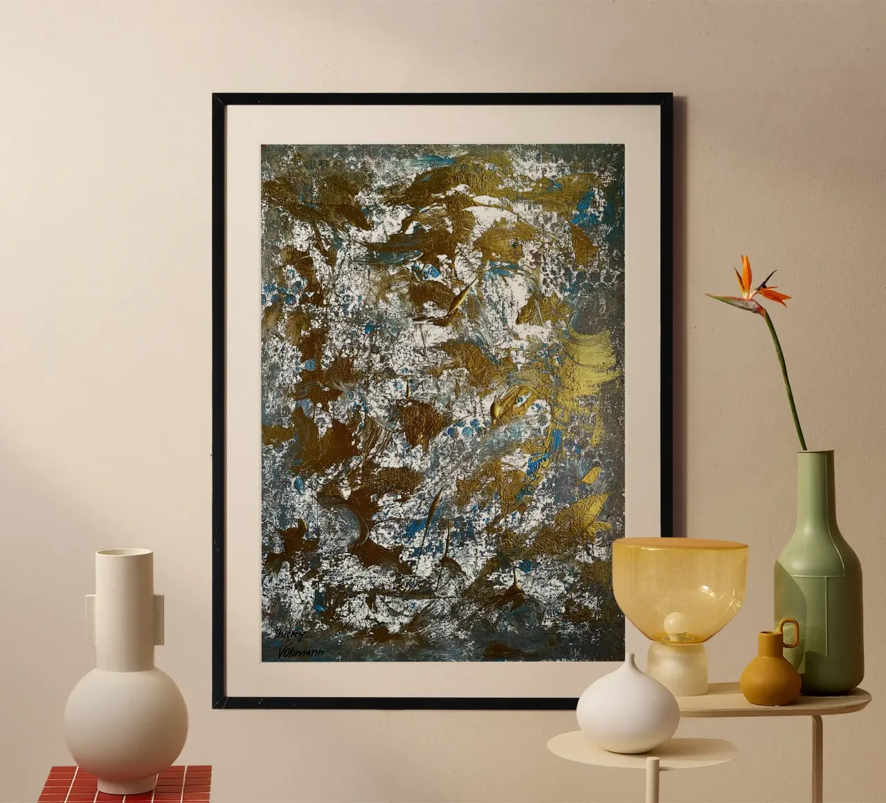 IDEAL GIFT 91 poster con telaio in alluminio da Thierry Vobmann Abstract painting