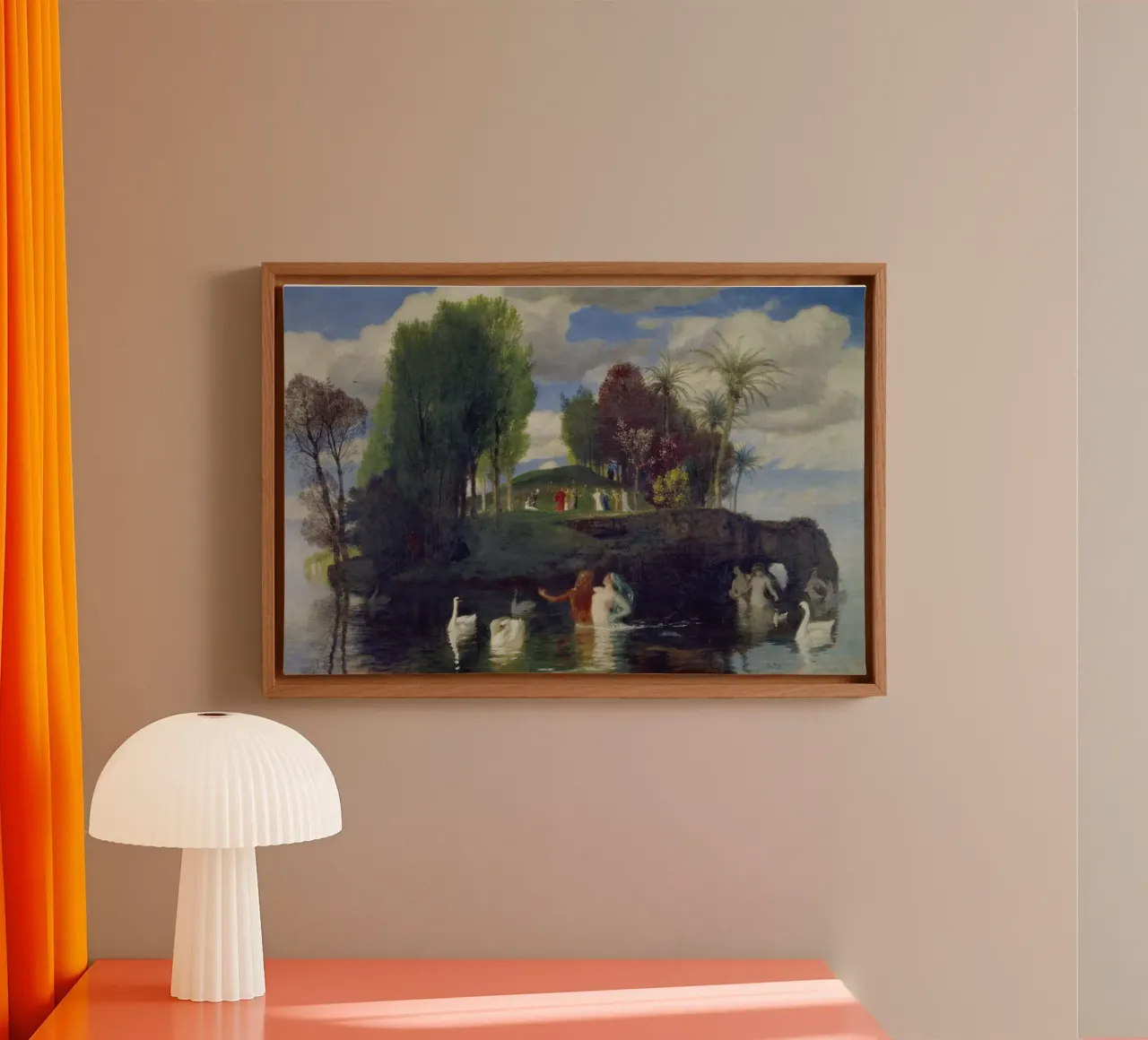 Arnold Böcklin - Insel des Lebens Leinwand mit Schattenfugenrahmen von ARTOTHEK
