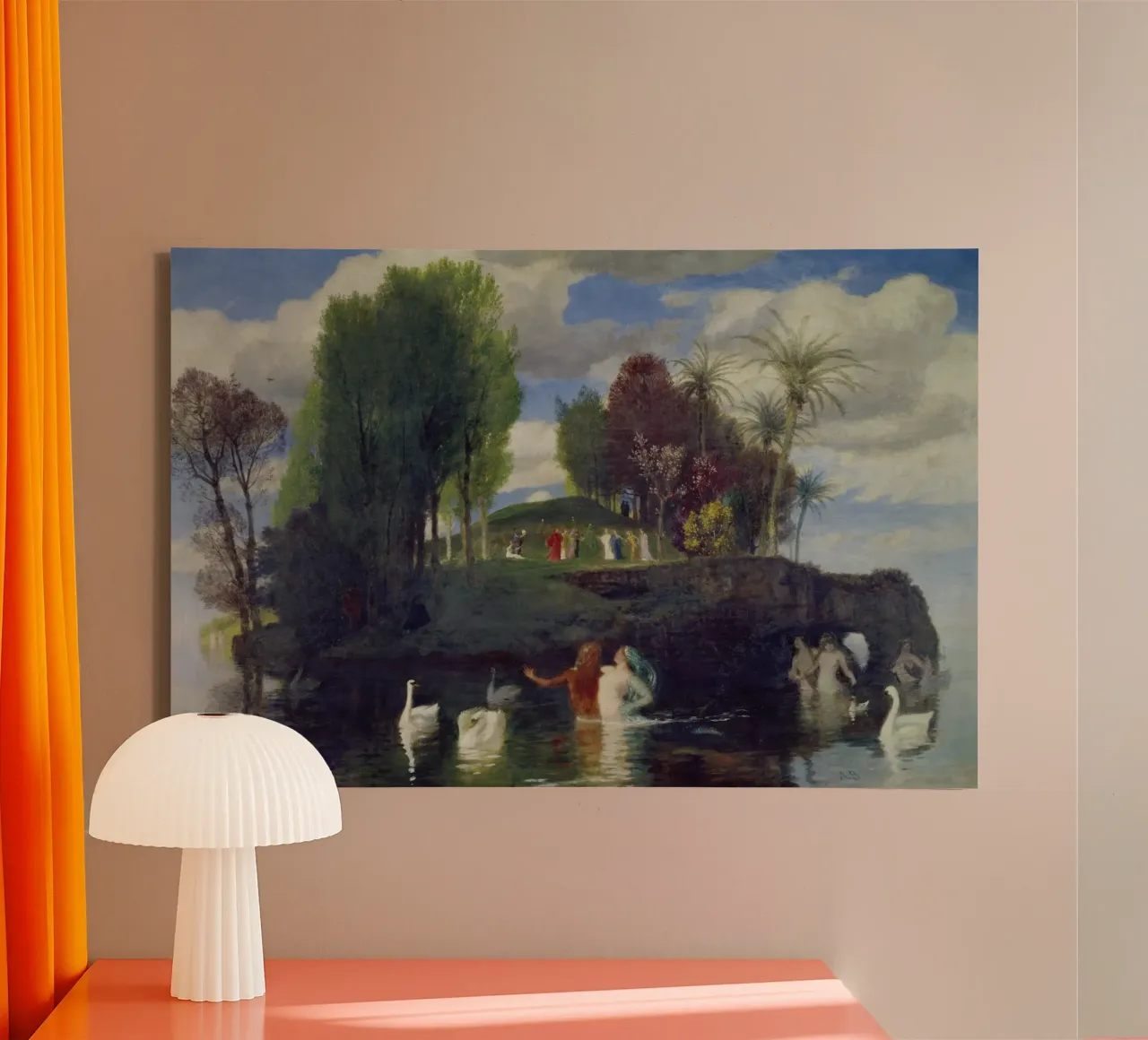 Arnold Böcklin - Insel des Lebens Leinwand mit Schattenfugenrahmen von ARTOTHEK