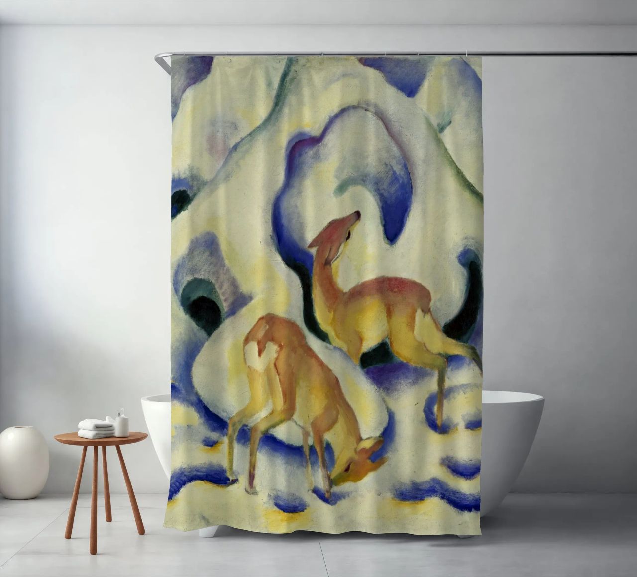 Franz Marc - Hirsche im Schnee Duschvorhang von ARTOTHEK