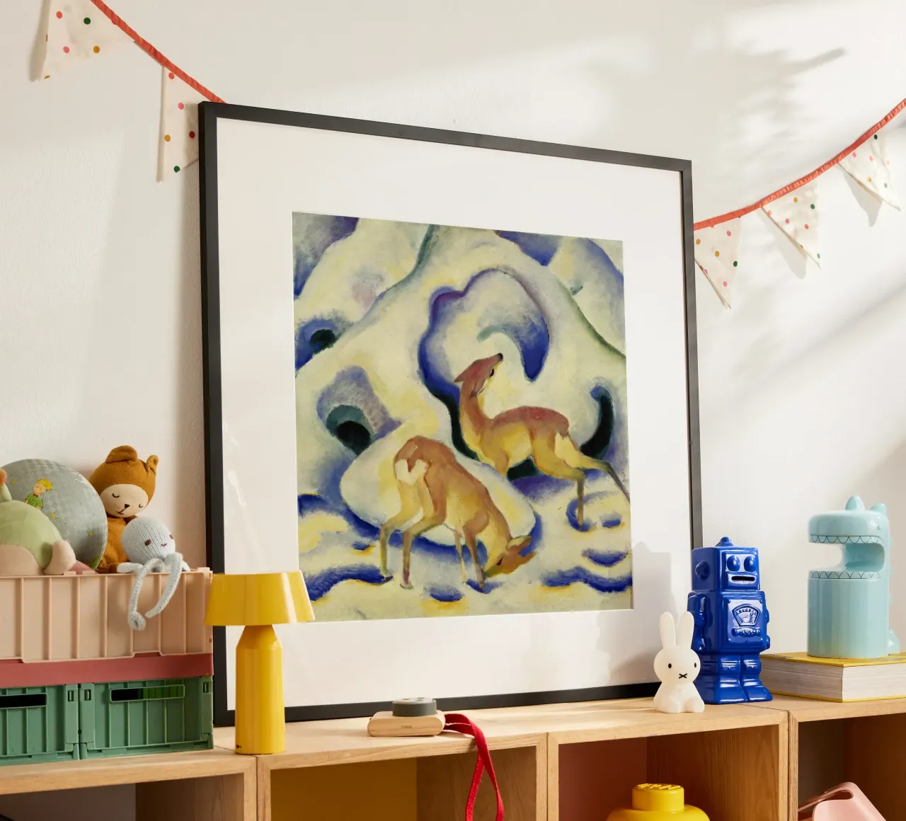 Franz Marc - Cervo nella neve poster con telaio in alluminio da ARTOTHEK