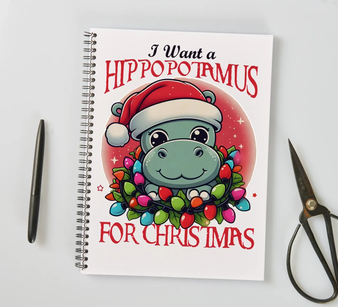 I Want a Hippopotamus for Christmas spiral notebook by edsonramosart
