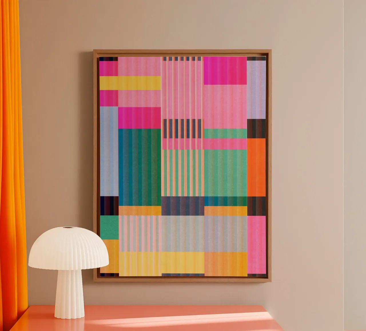 Kleurrijke geometrische abstracte kunst 22 canvas met Baklijst van Gaite