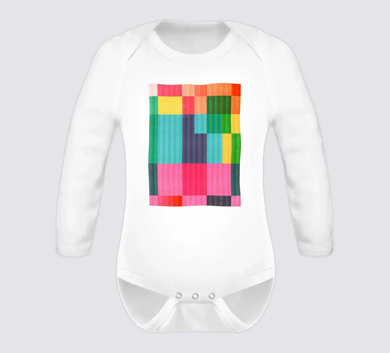 Colorful Geometric Abstract Art 23 long-sleeve baby romper by Gaite