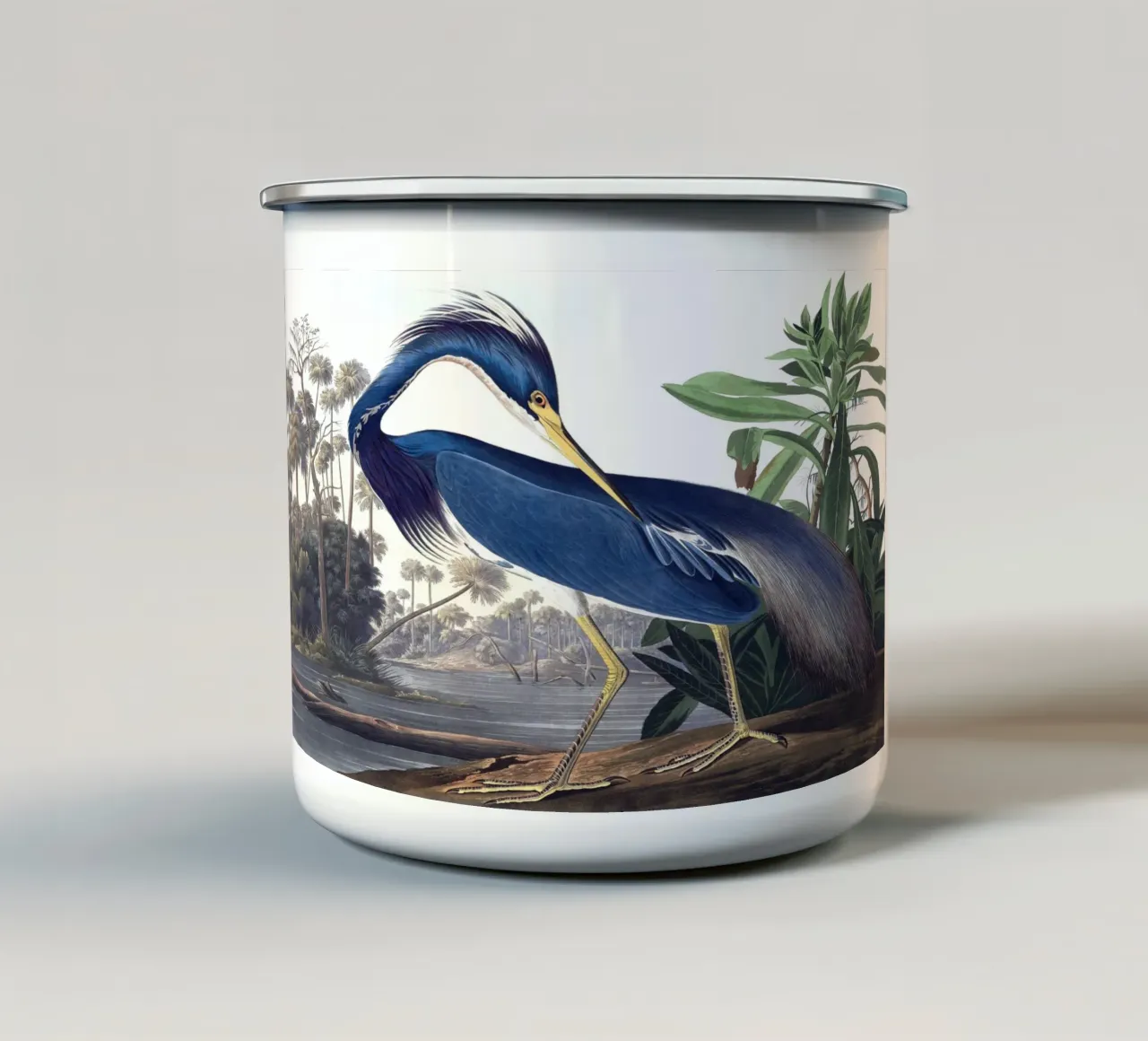 Louisiana Heron Bird tazza in smalto da apoloprints