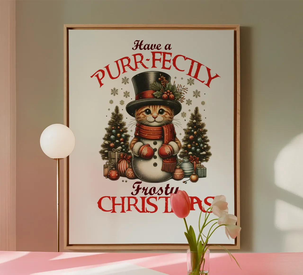 Have a PURR-FECTLY Frosty CHRISTMAS! canvas with Floater frame by edsonramosart
