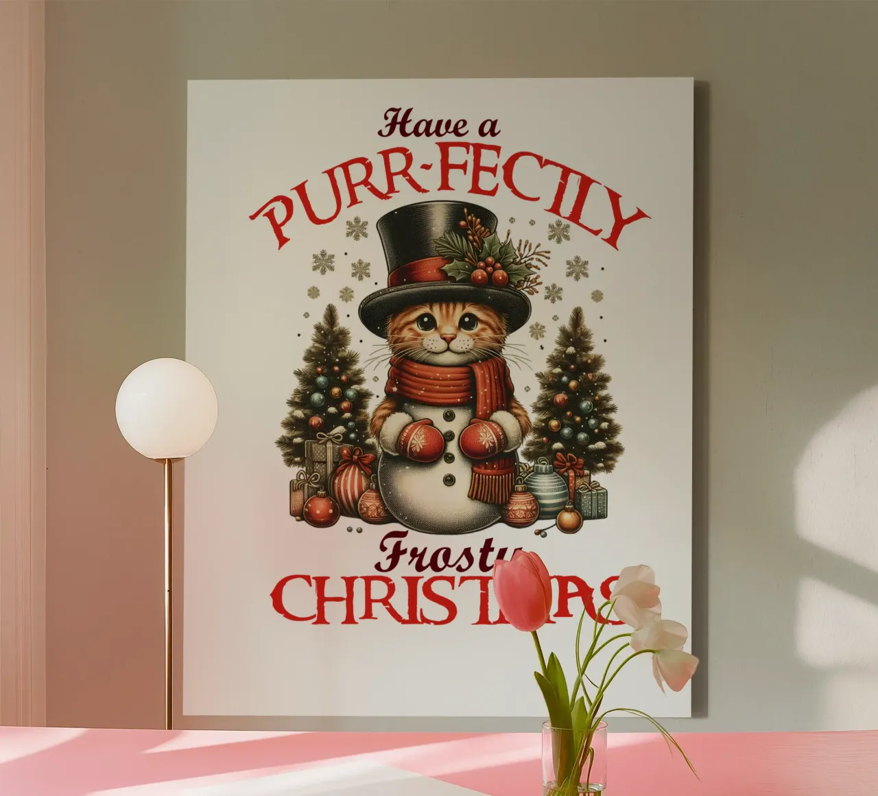 Have a PURR-FECTLY Frosty CHRISTMAS! canvas with Floater frame by edsonramosart