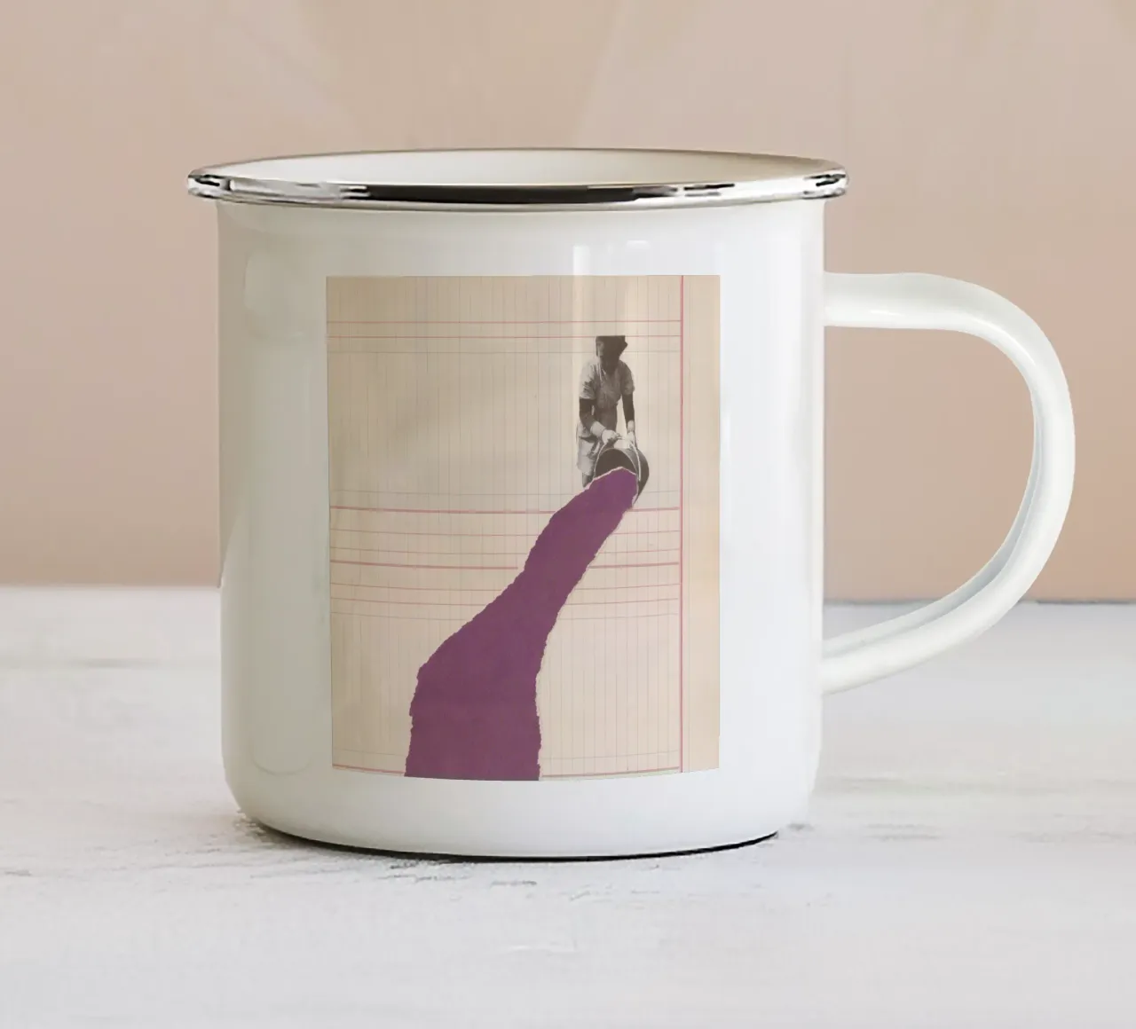 Vine bucket torn taza de esmalte de Carlos Quitério