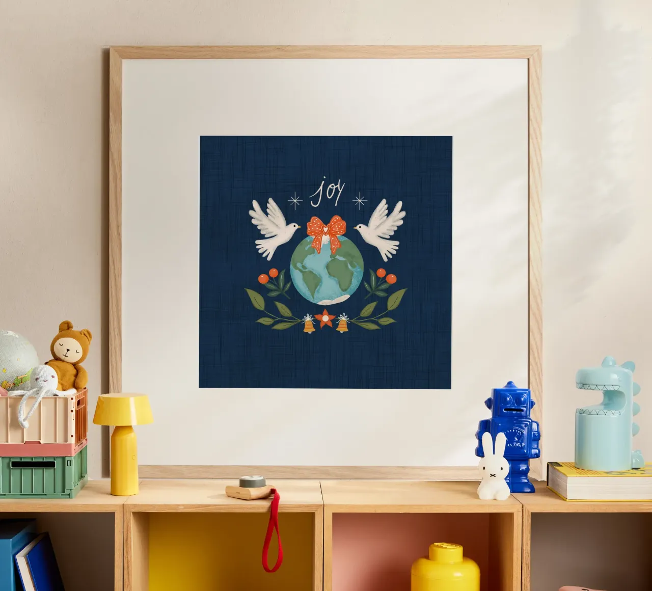 Gioia nel mondo - Pace in terra poster con telaio in alluminio da susanacosta