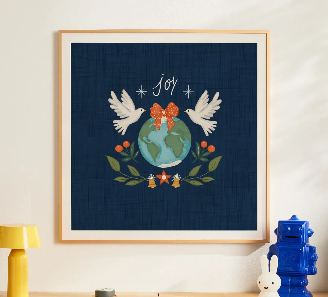 Gioia nel mondo - Pace in terra poster con telaio in alluminio da susanacosta