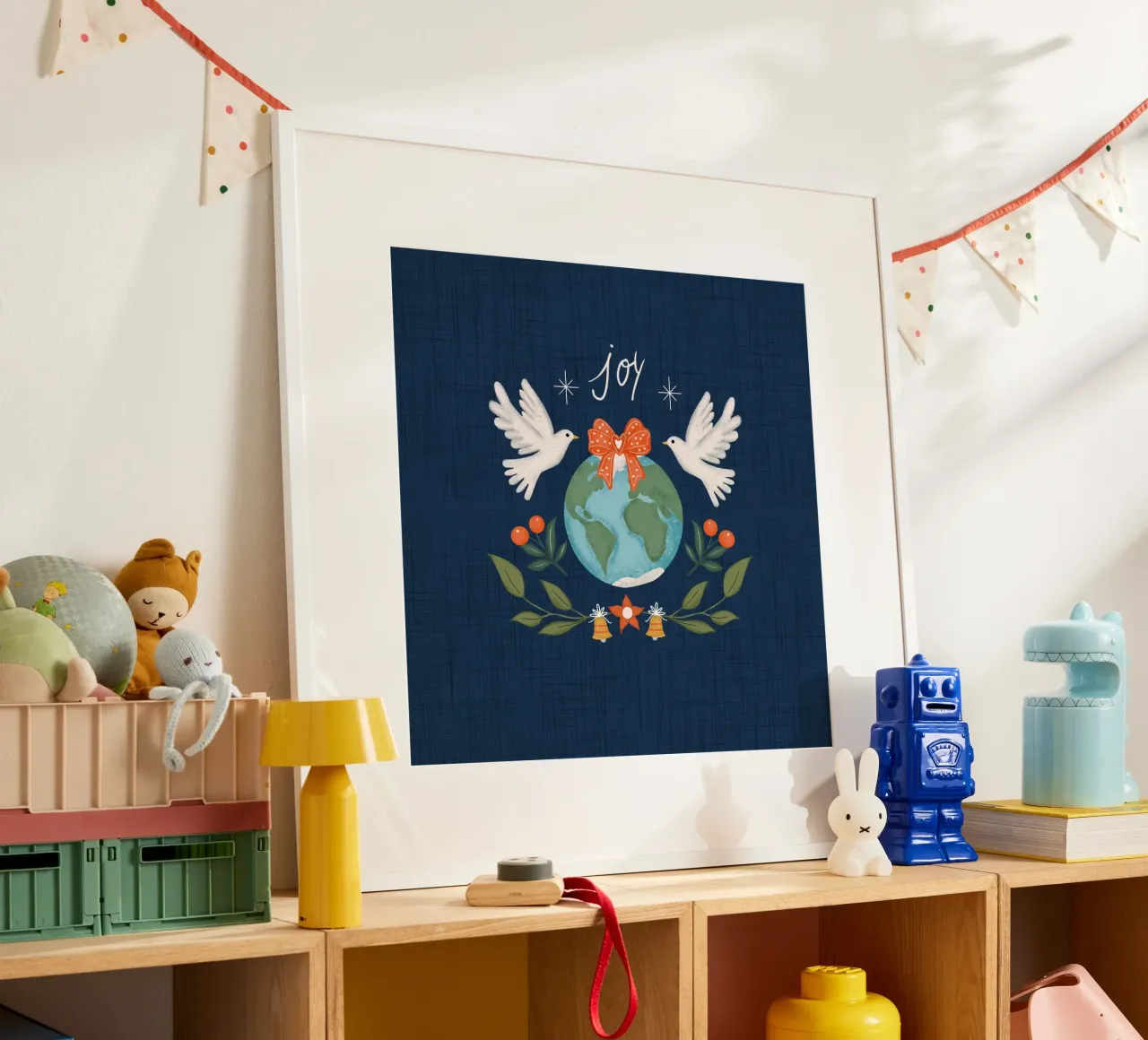 Gioia nel mondo - Pace in terra poster con telaio in alluminio da susanacosta