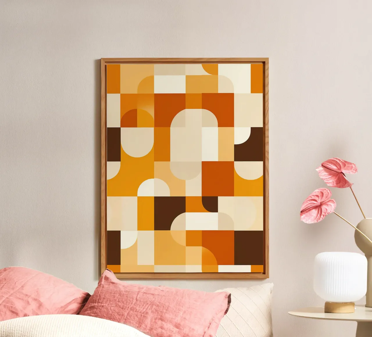 Motivo scandinavo retro Bauhaus color terra alluminio dibond da Autofocus