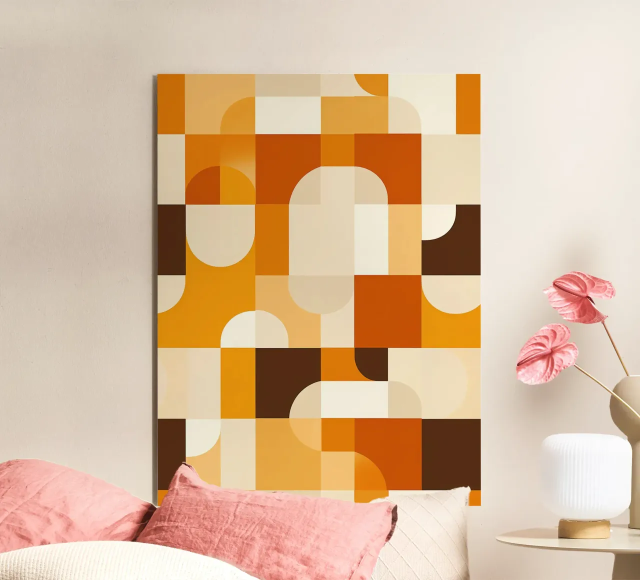 Motivo scandinavo retro Bauhaus color terra alluminio dibond da Autofocus