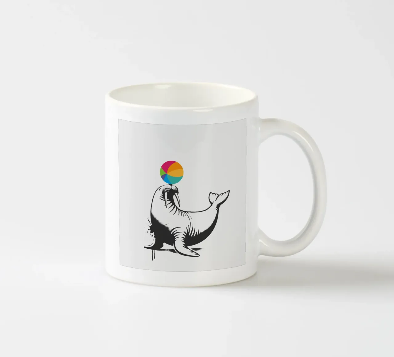 Tricheco con palla in stile stencil tazza in ceramica da namosh