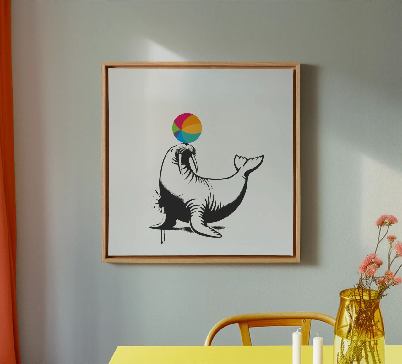 Walrus met bal in sjabloonstijl canvas van namosh