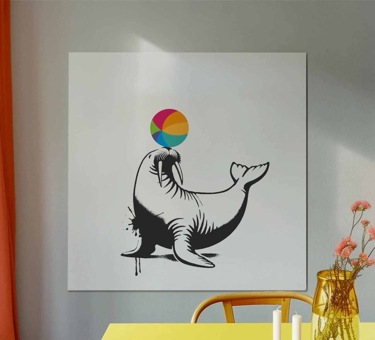 Walrus met bal in sjabloonstijl poster van namosh