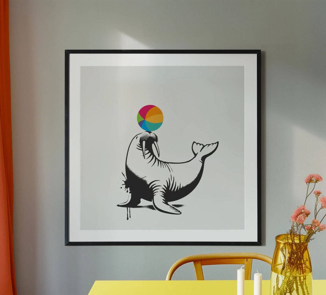 Walrus met bal in sjabloonstijl poster van namosh