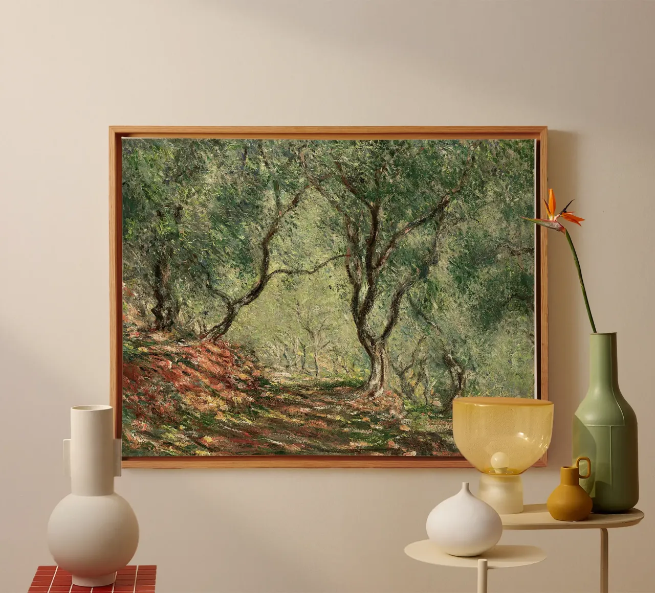 Olive Grove in the Moreno Garden Claude Monet tela con Cornice a cassetta da apoloprints