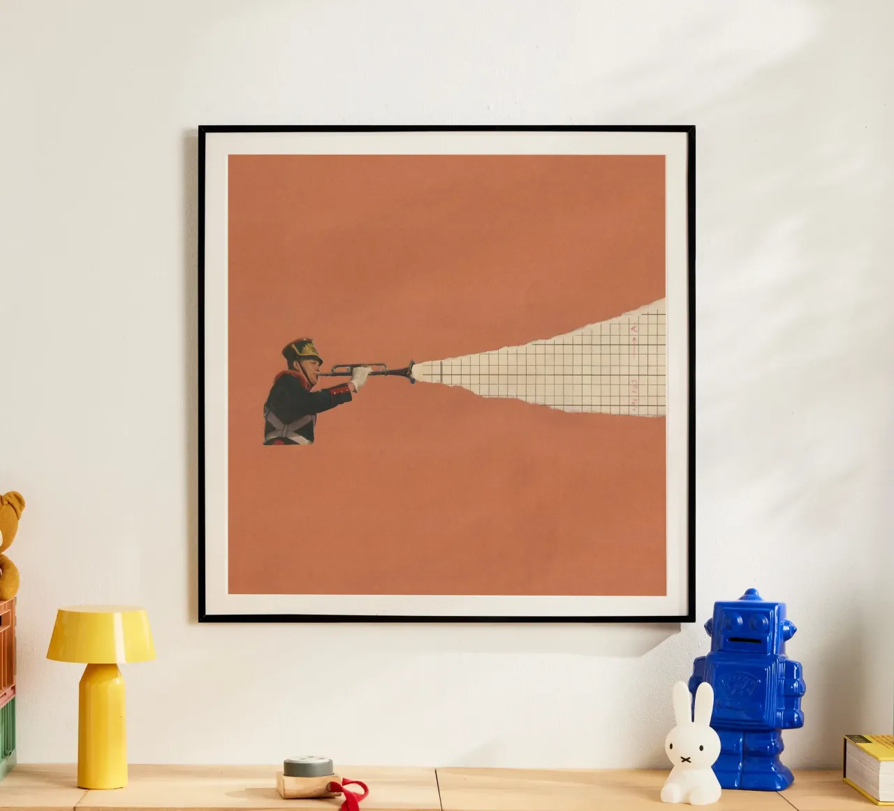 Torn Trumpet poster con telaio in plastica da Carlos Quitério