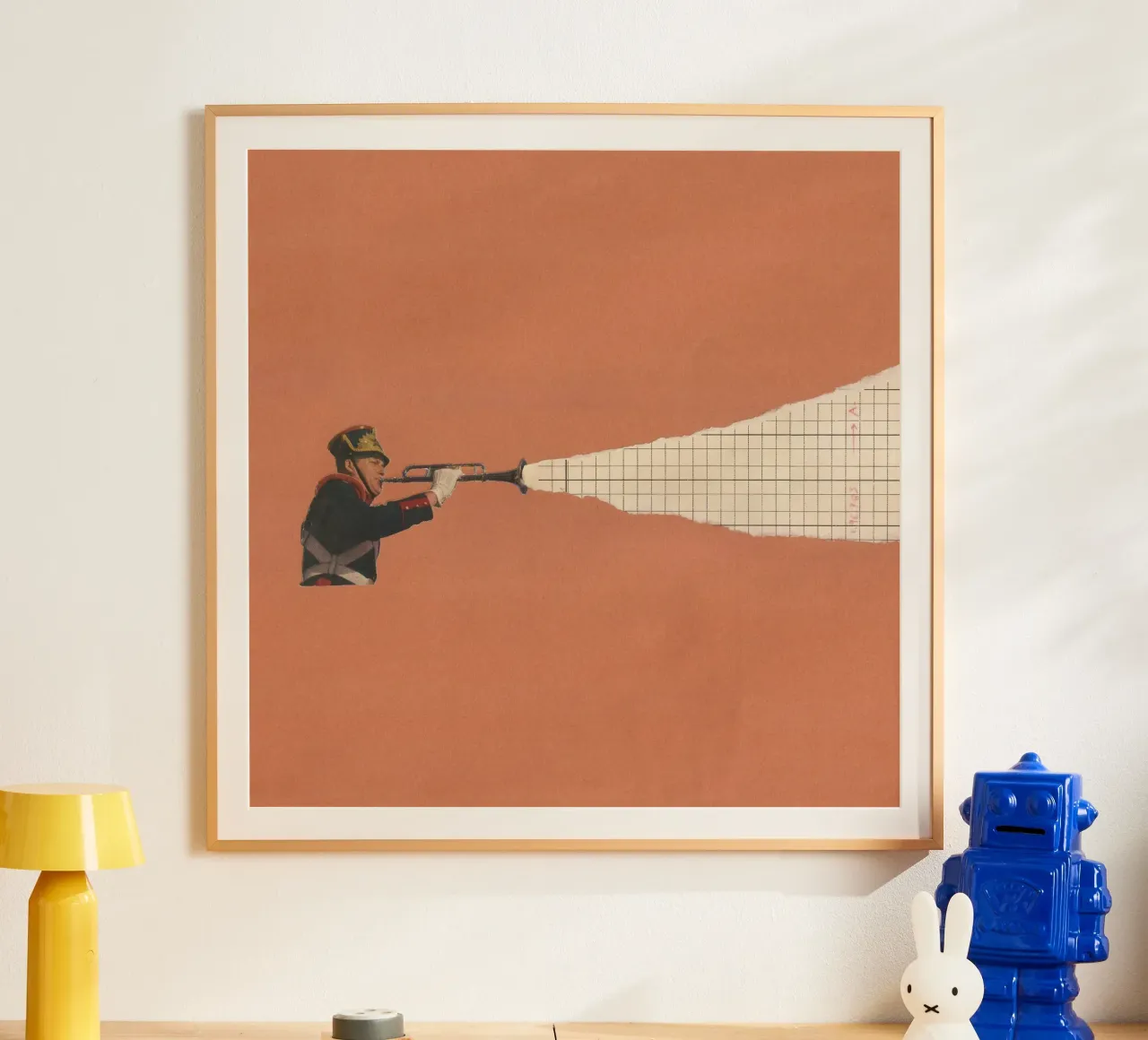 Torn Trumpet poster con telaio in plastica da Carlos Quitério