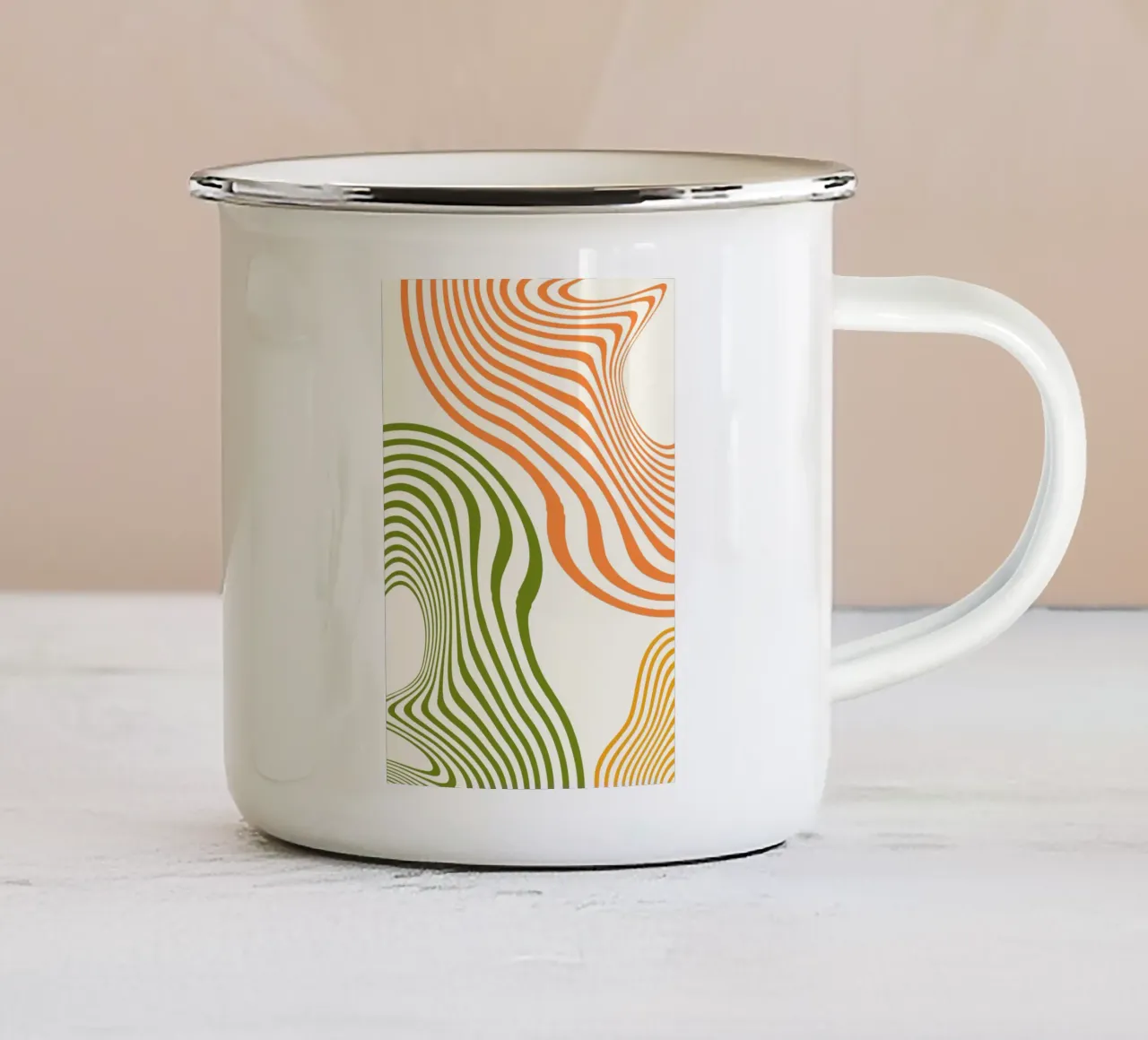 Vibrant Currents | Minimal Art | Wavy tazza in smalto da PrintCessStudio