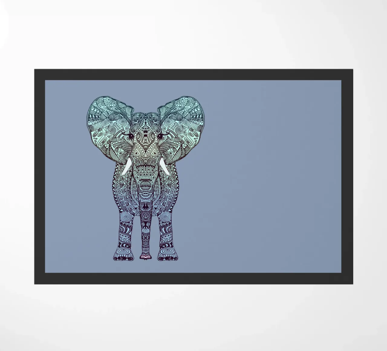 Mint Elephant doormat by Monika Strigel