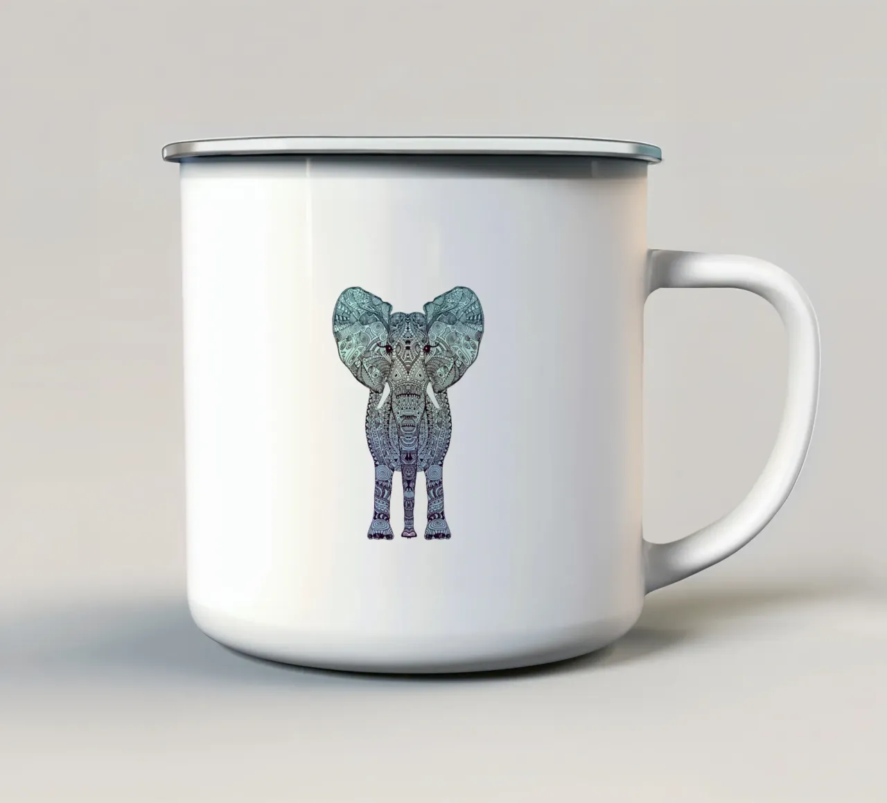 Mint Elephant tazza in smalto da Monika Strigel