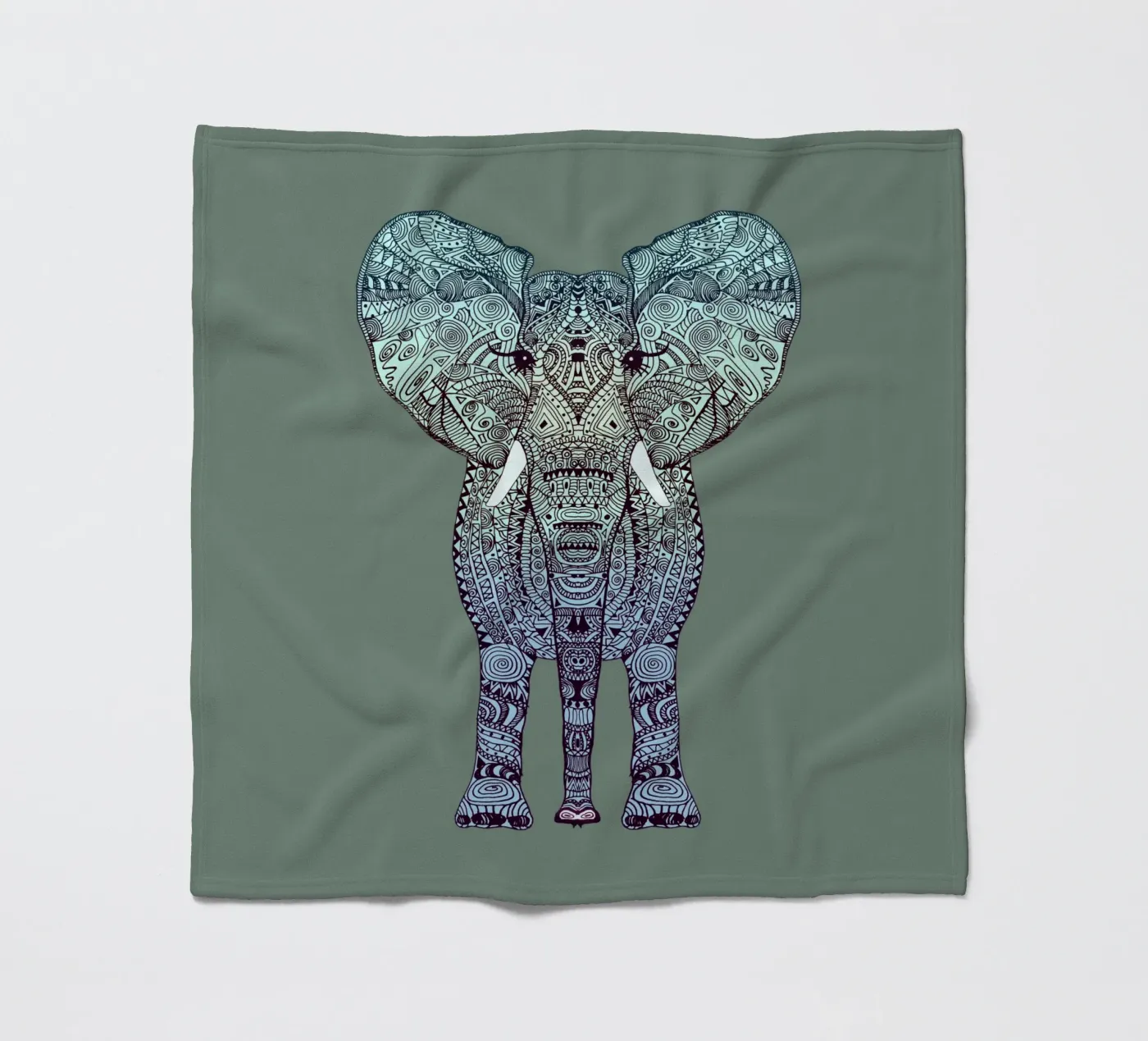 Mint Elephant fleece blanket by Monika Strigel