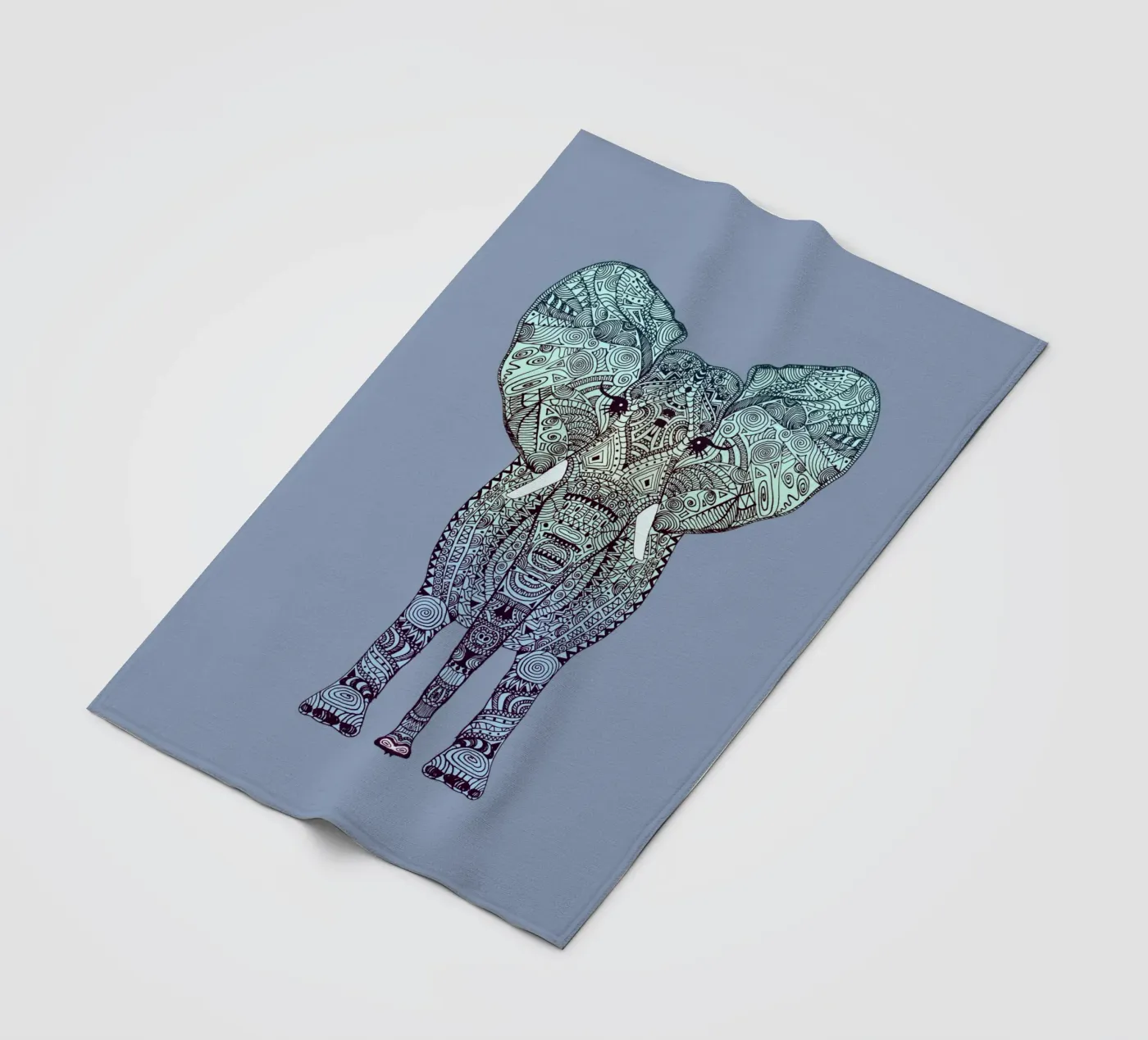 Mint Elephant fleece blanket by Monika Strigel