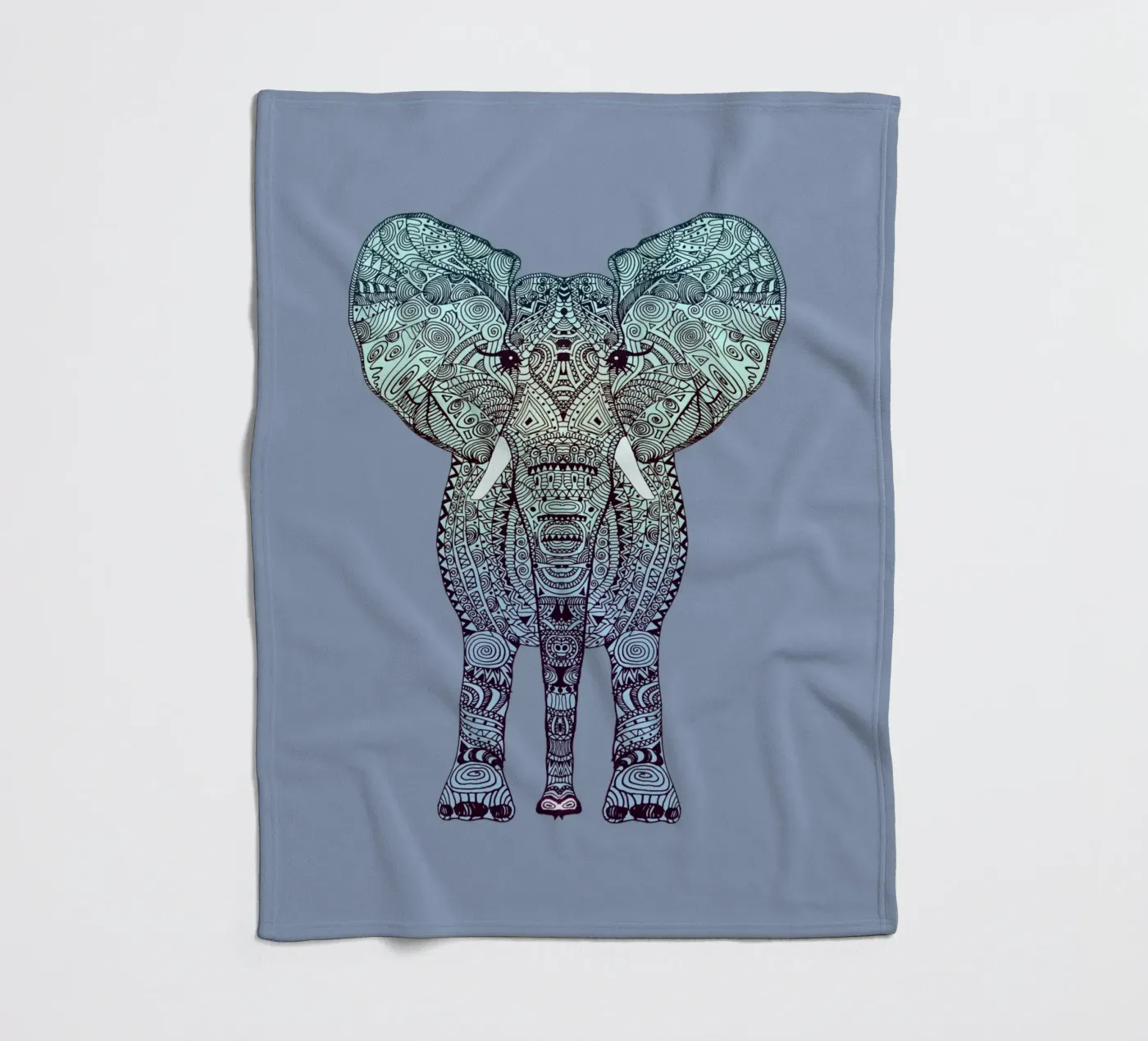 Mint Elephant fleece blanket by Monika Strigel