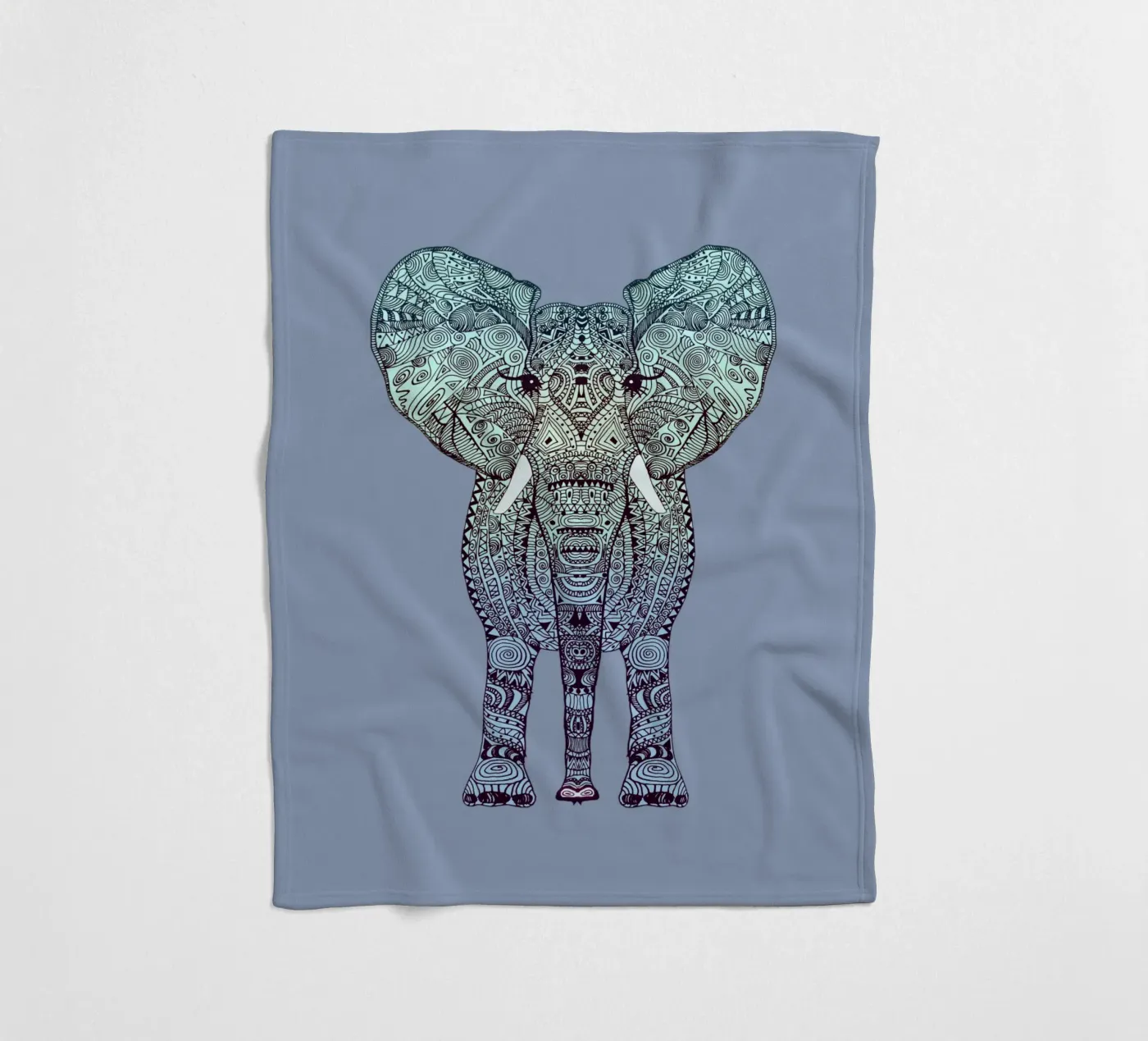 Mint Elephant fleece blanket by Monika Strigel