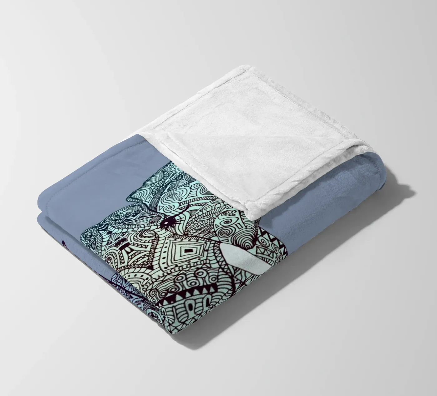 Mint Elephant fleece blanket by Monika Strigel