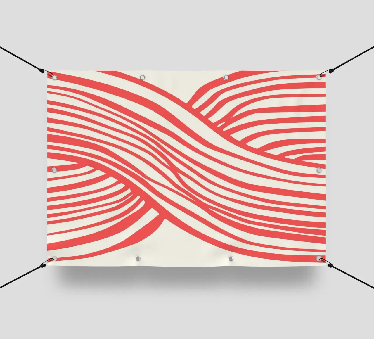 Crimson Waves | Minimal Art | Red Organic telo in pvc da PrintCessStudio