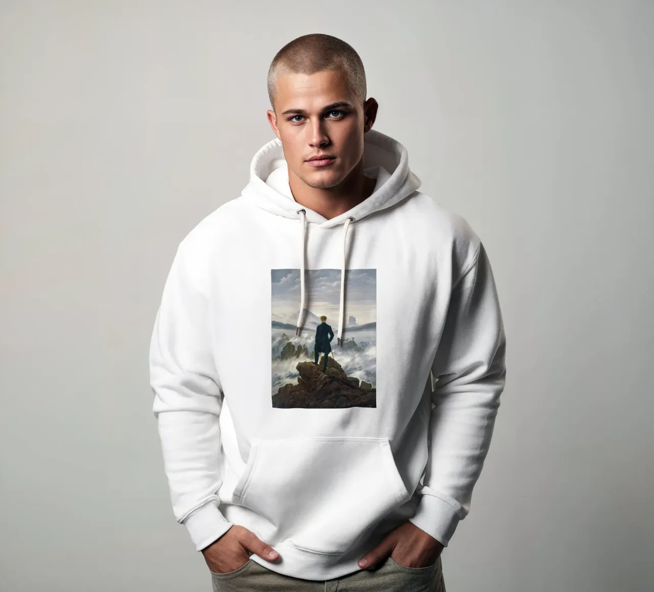 Wanderer Above the Sea of Fog felpa con cappuccio da apoloprints