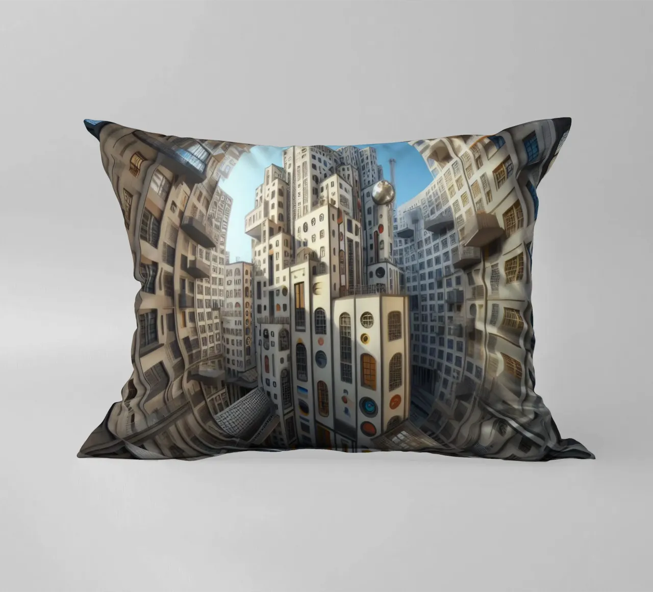Sphere 013 - Futuristic Circular Cityscape cuscino da Spheres