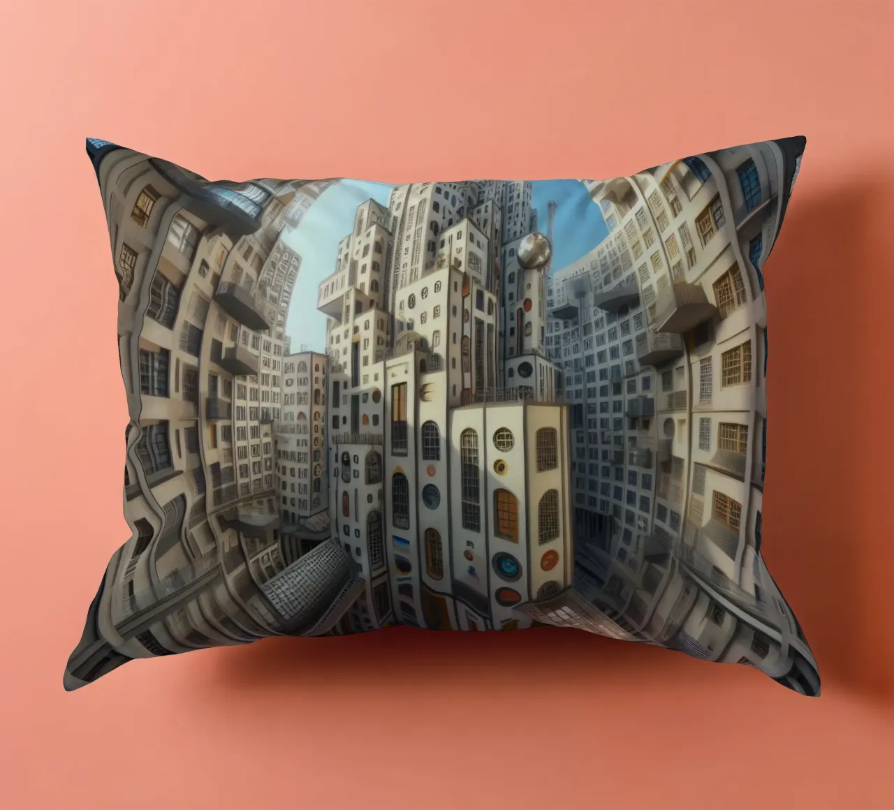 Sphere 013 - Futuristic Circular Cityscape cuscino da Spheres