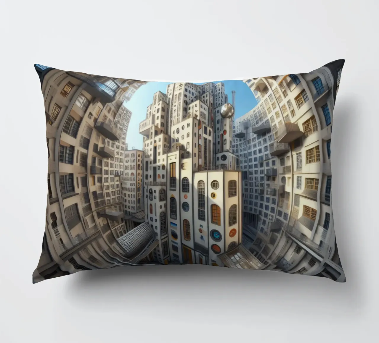 Sphere 013 - Futuristic Circular Cityscape cuscino da Spheres