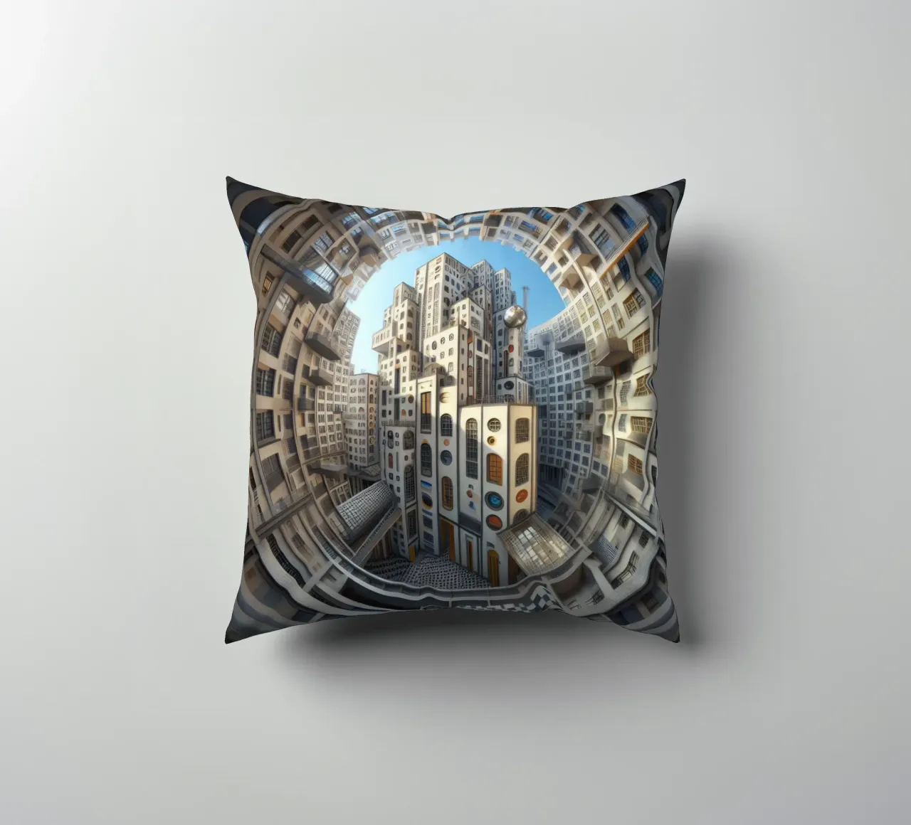 Sphere 013 - Futuristic Circular Cityscape cuscino da Spheres