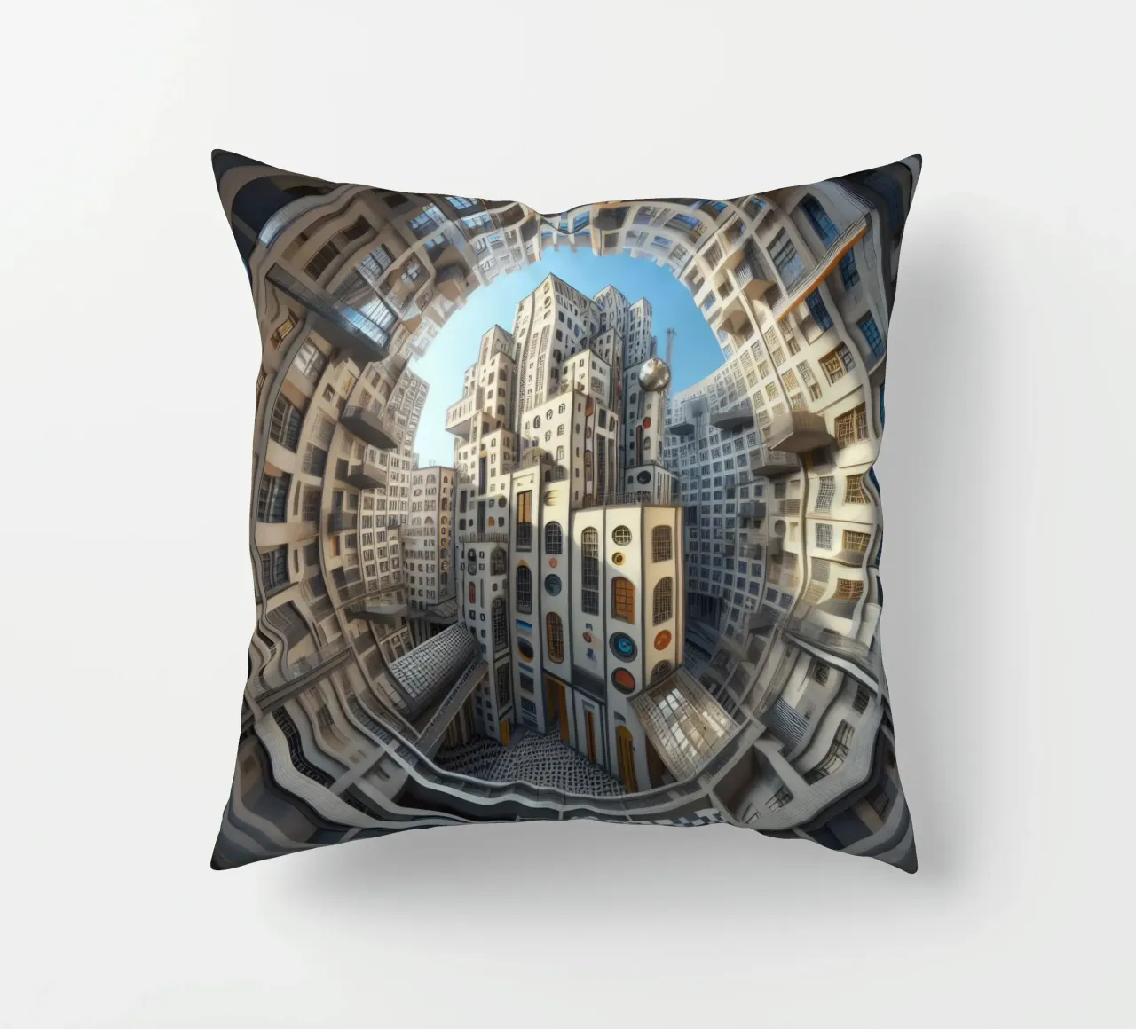 Sphere 013 - Futuristic Circular Cityscape cuscino da Spheres