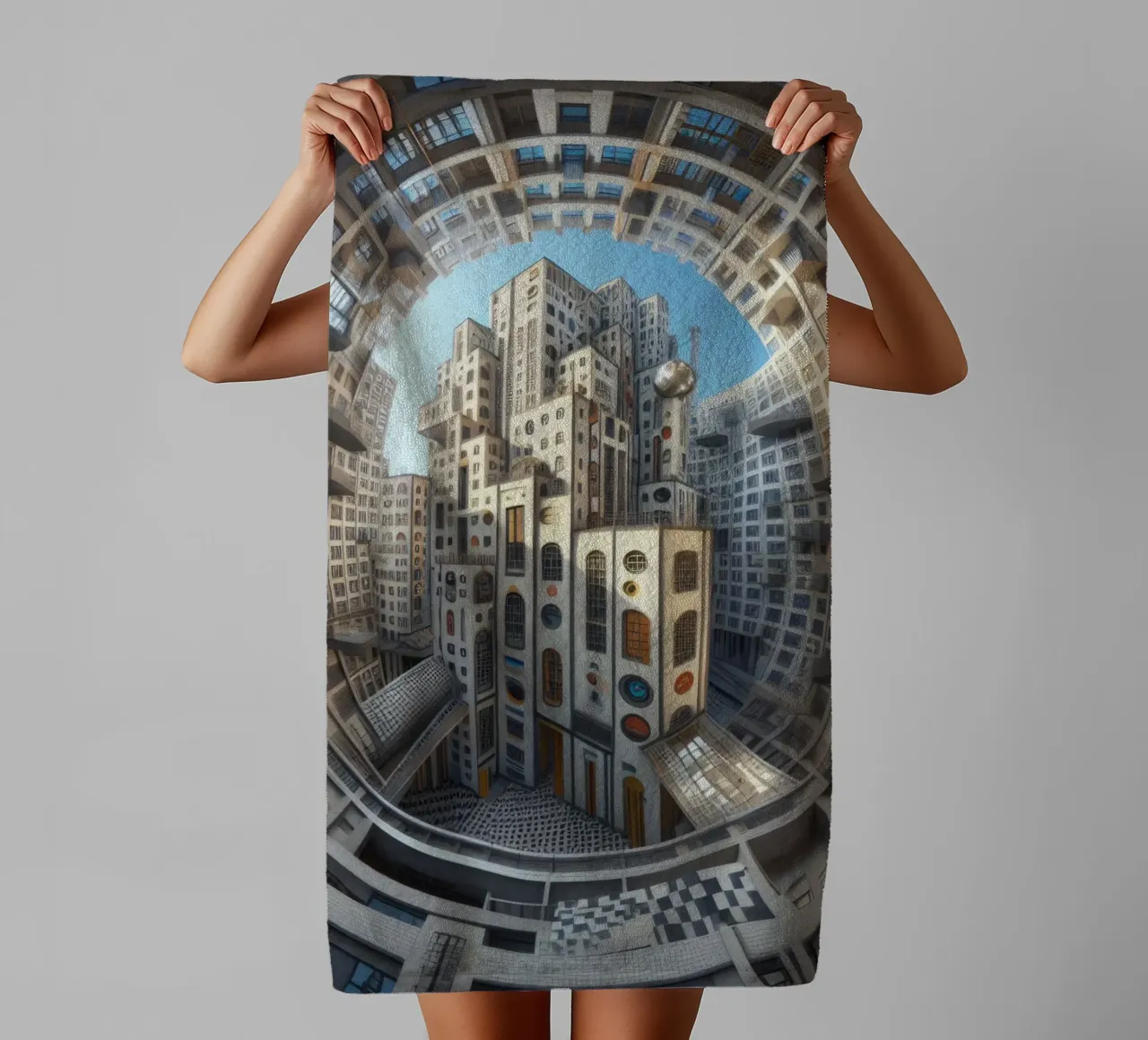 Sphere 013 - Futuristic Circular Cityscape asciugamano da bagno da Spheres