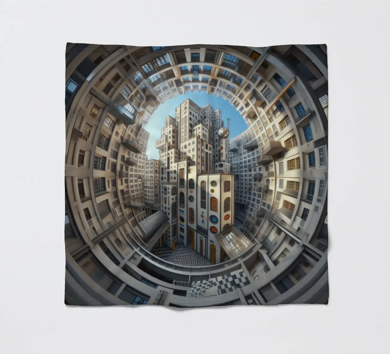 Sphere 013 - Futuristic Circular Cityscape coperta in pile da Spheres