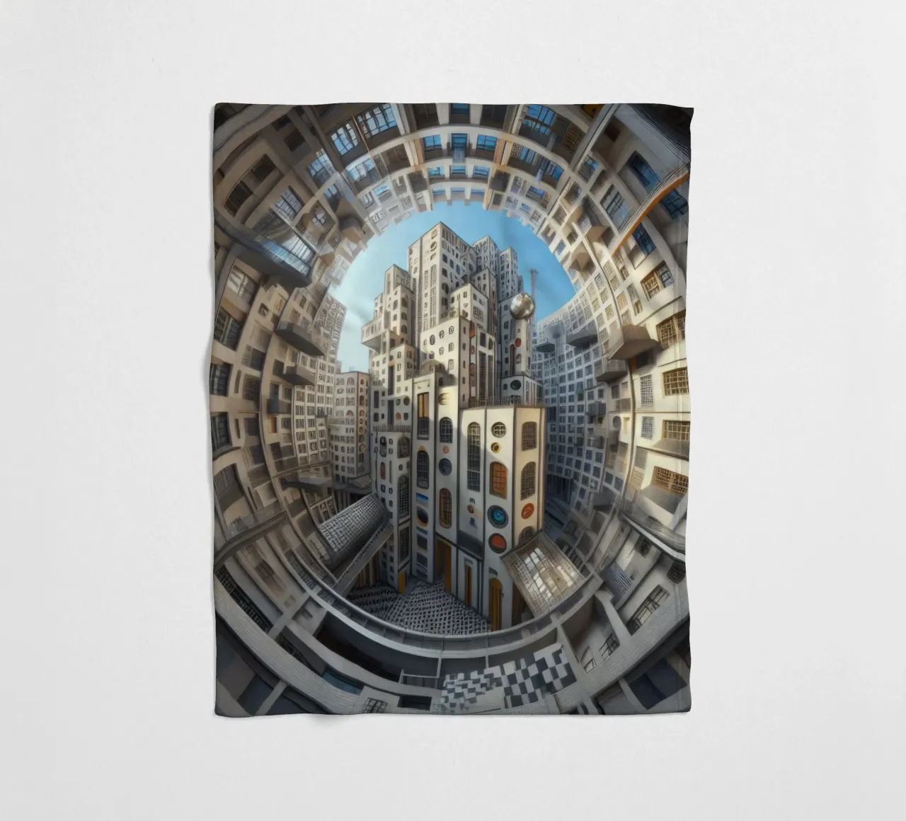 Sphere 013 - Futuristic Circular Cityscape coperta in pile da Spheres