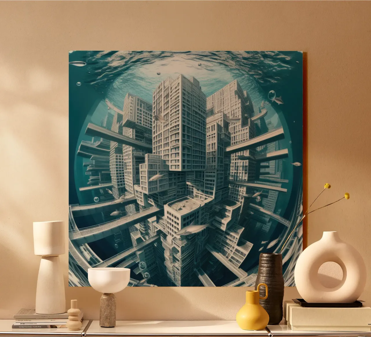 Sphere 014 - Underwater Futuristic Cityscape plexiglass da Spheres