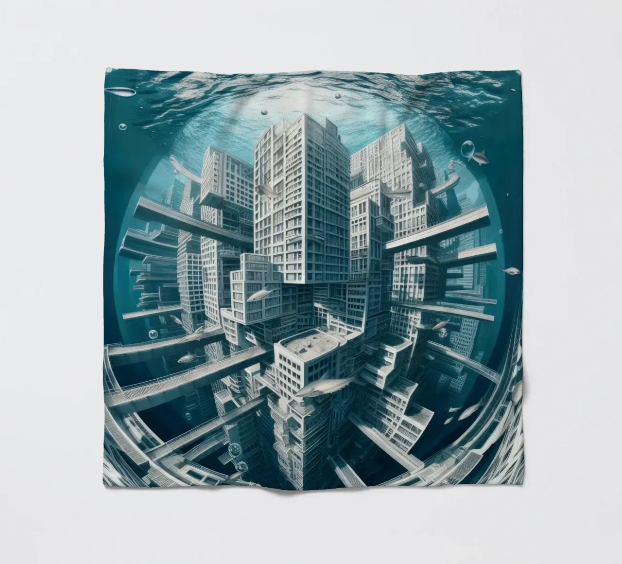 Sphere 014 - Underwater Futuristic Cityscape coperta in pile da Spheres