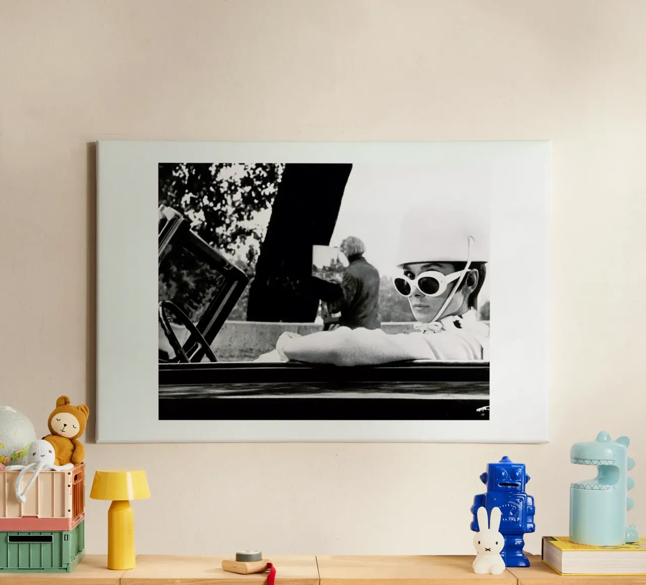 Audrey Hepburn in How to Steal a Million, 1966 canvas with Floater frame by Gallery Print and Art Limited