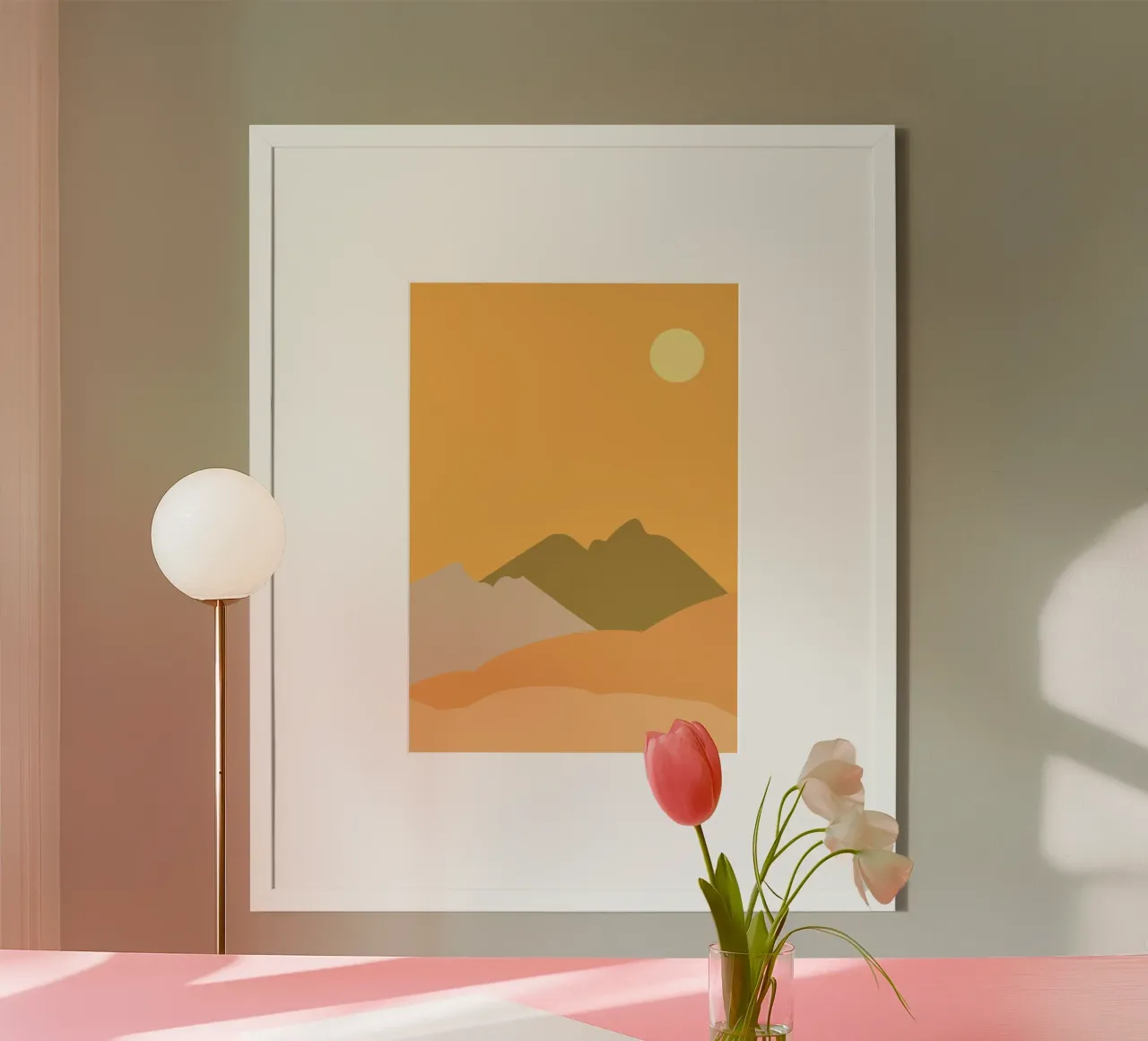 Desert Sun | Minimalist Art | Warm Colors poster con telaio in legno da PrintCessStudio