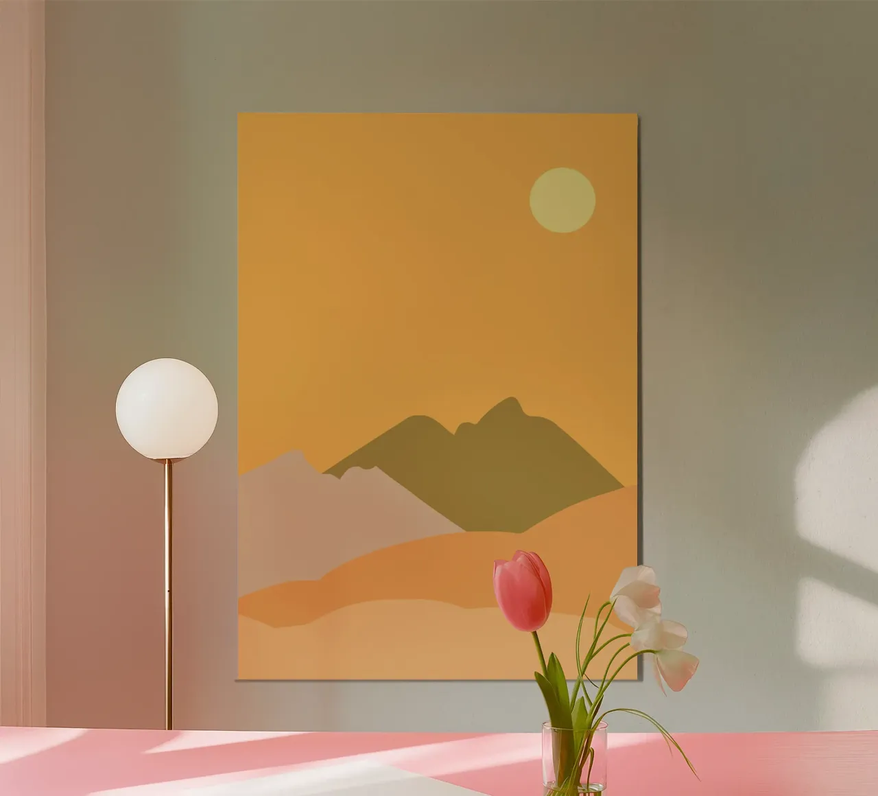 Desert Sun | Minimalist Art | Warm Colors poster con telaio in legno da PrintCessStudio