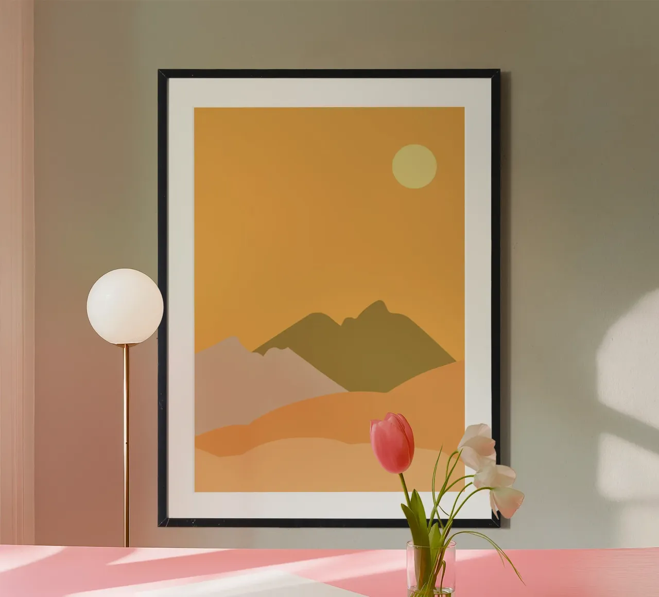 Desert Sun | Minimalist Art | Warm Colors poster con telaio in legno da PrintCessStudio